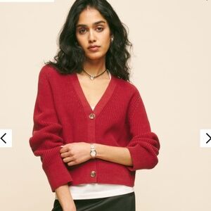 Reformation Jessa cardigan in red - S